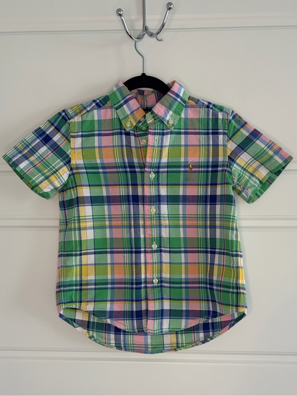 Polo Ralph Lauren Boys 4 Plaid Cotton Button Down Short Sleeve Shirt Preppy